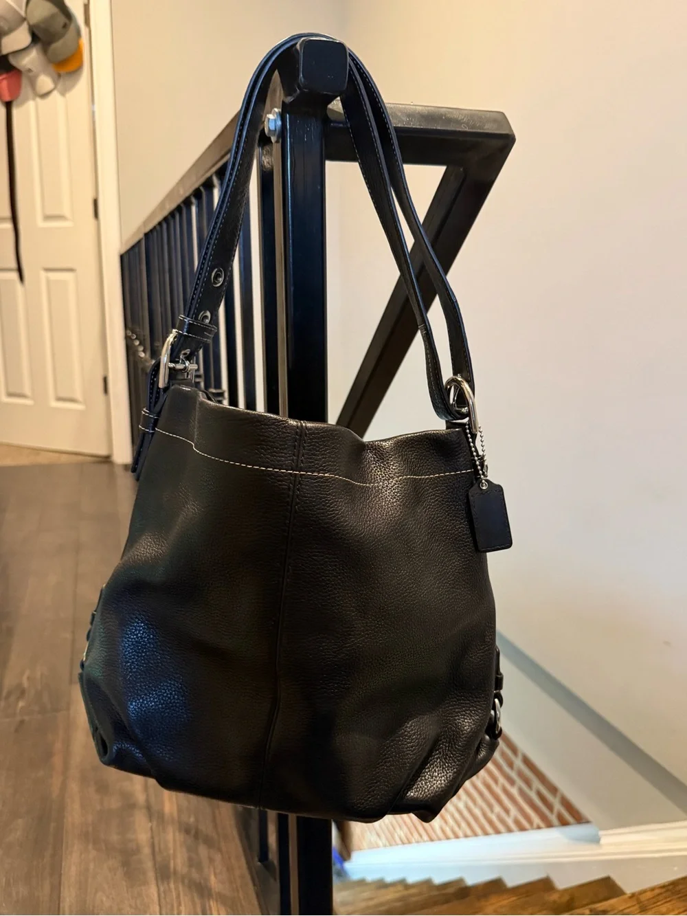 Coach Black Pebbled Leather Hobo Shoulder Bag